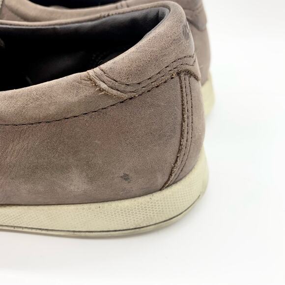 ECCO Crisp Leather Lace Up Sneaker In Taupe Size 37 Preppy Minimalist Coastal - Picture 7 of 13